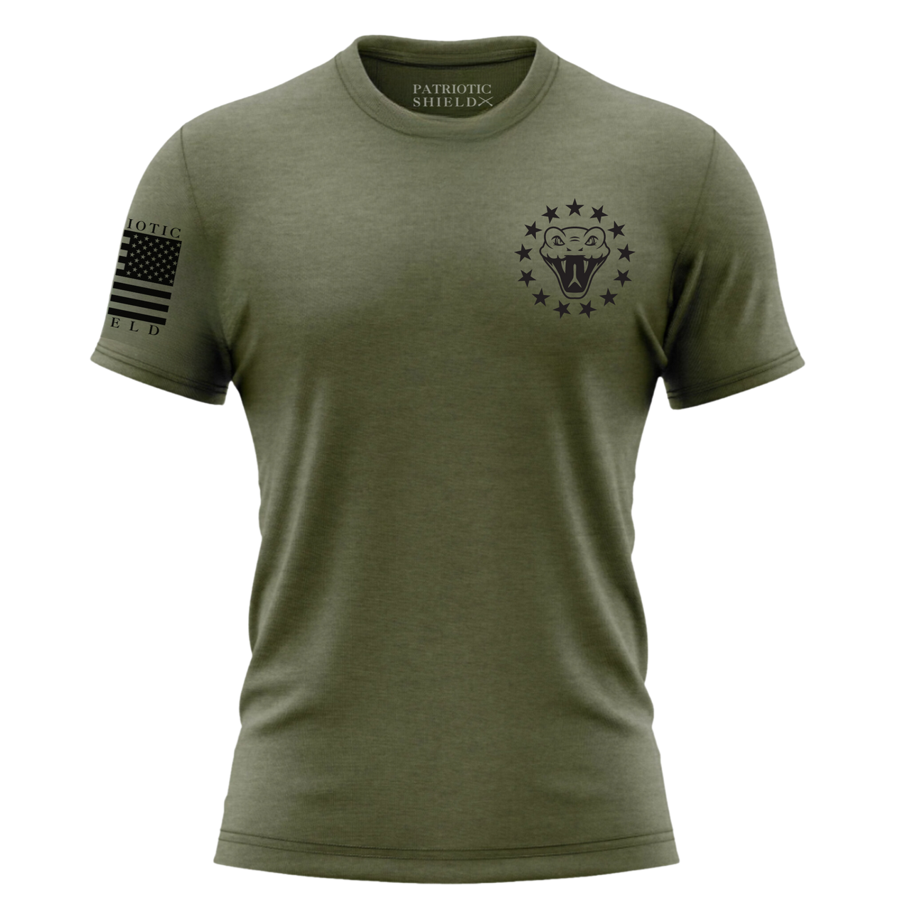 Comfortable and durable Don’t Tread on Me T-Shirt. military green