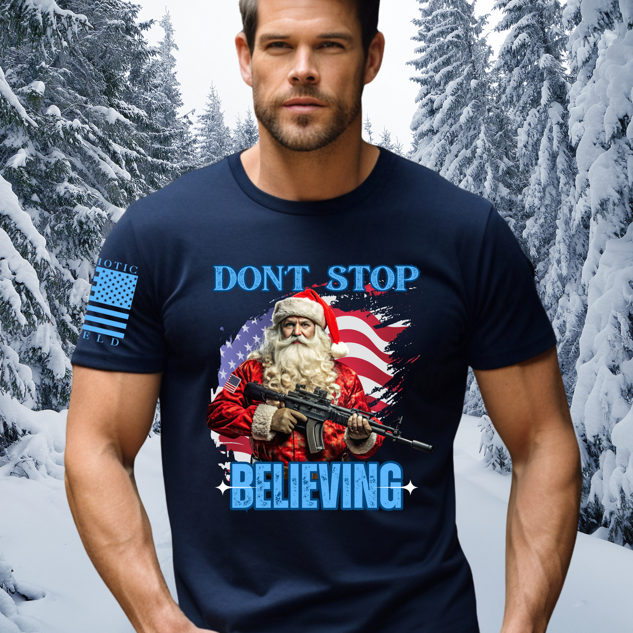 Santa with a Gun Shirt – Bold Christmas T-Shirt for Patriots