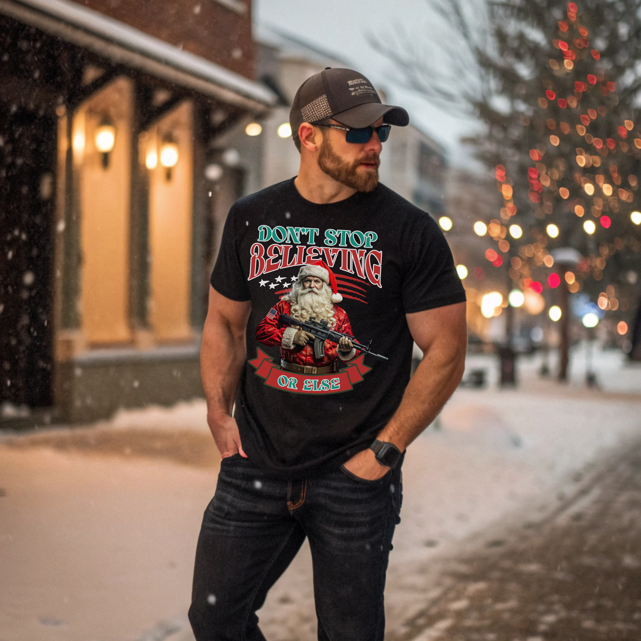 Pro gun Christmas T-shirt Santa with rifle