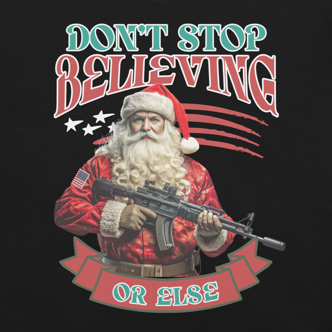 American flag Santa shirt veteran family owned