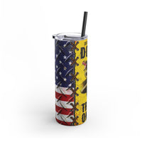 Side view of Don’t Tread on Me stainless steel tumbler for American patriots