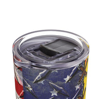 top lid view of our 20oz Don’t Tread on Me skinny tumbler for patriotic Americans