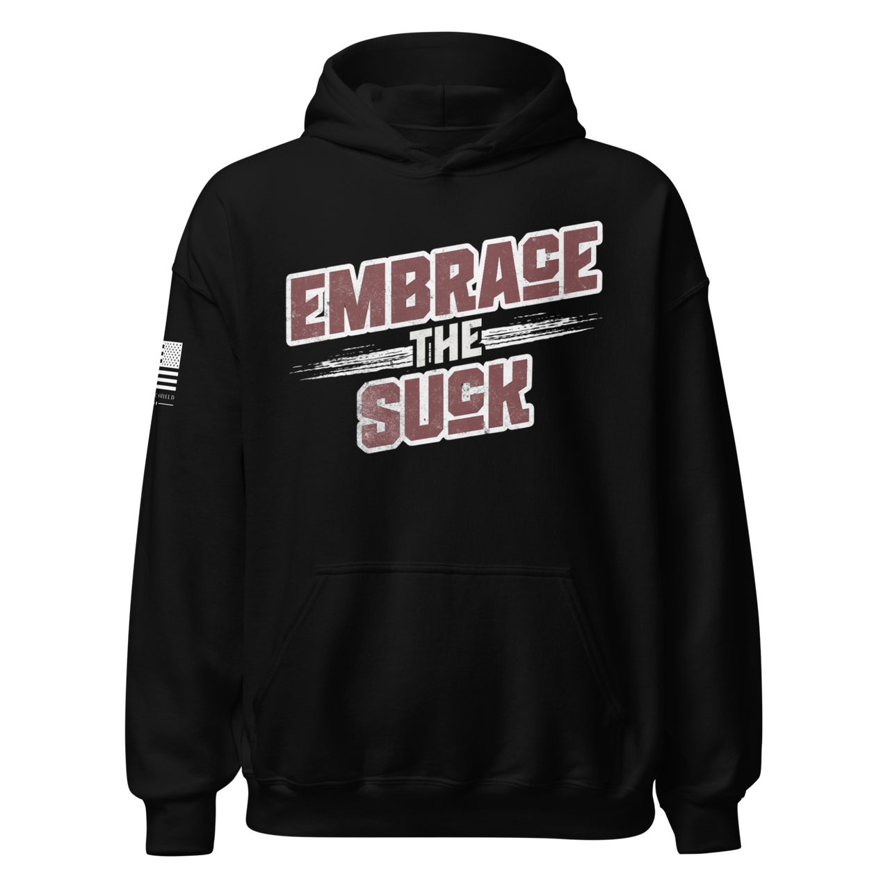 Warrior Mindset Hoodie with Grit and Patriotism. black