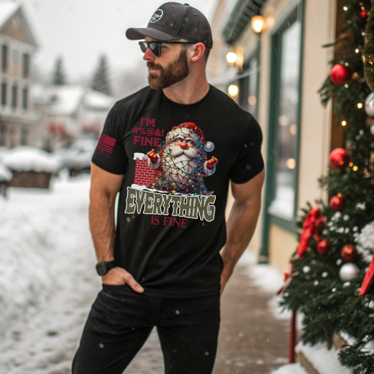 santa-tangled-in-christmas-lights-patriotic-holiday-tee