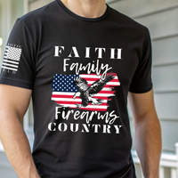 Thumbnail for Faith, Family, Firearms, and Country T-Shirt