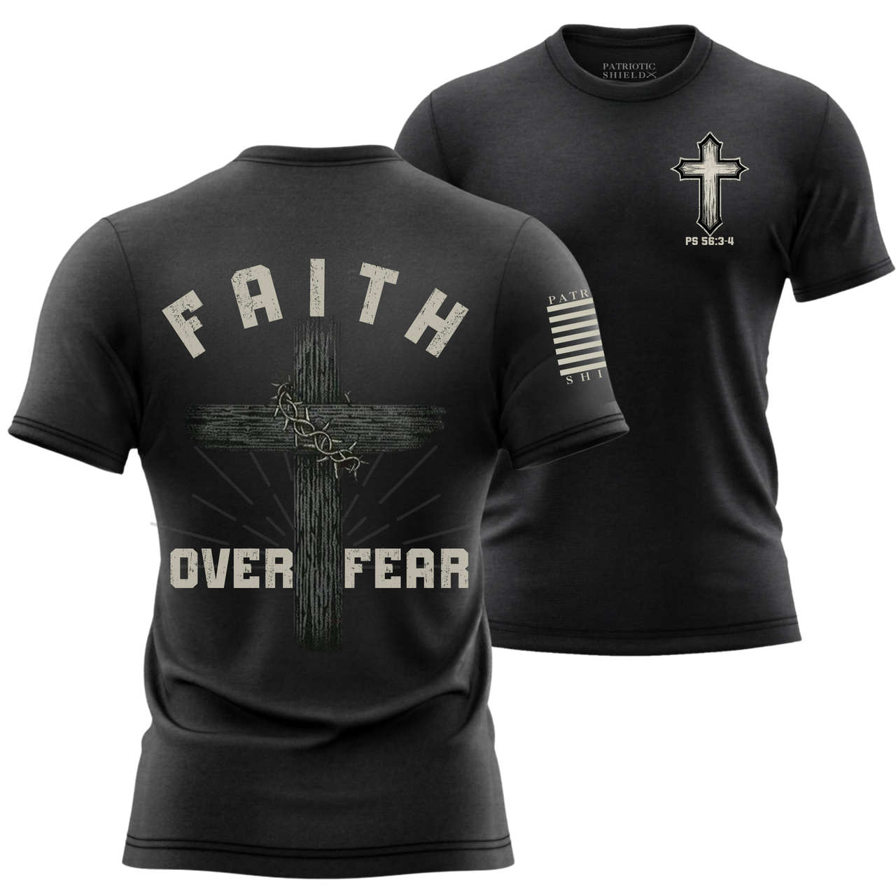 Faith Over Fear Shirt - Christian Message with American Pride