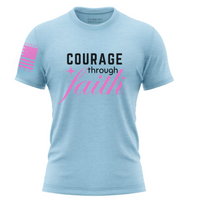 Thumbnail for Stylish and soft Christian Warrior T-shirt for strong women patriots. Baby Blue