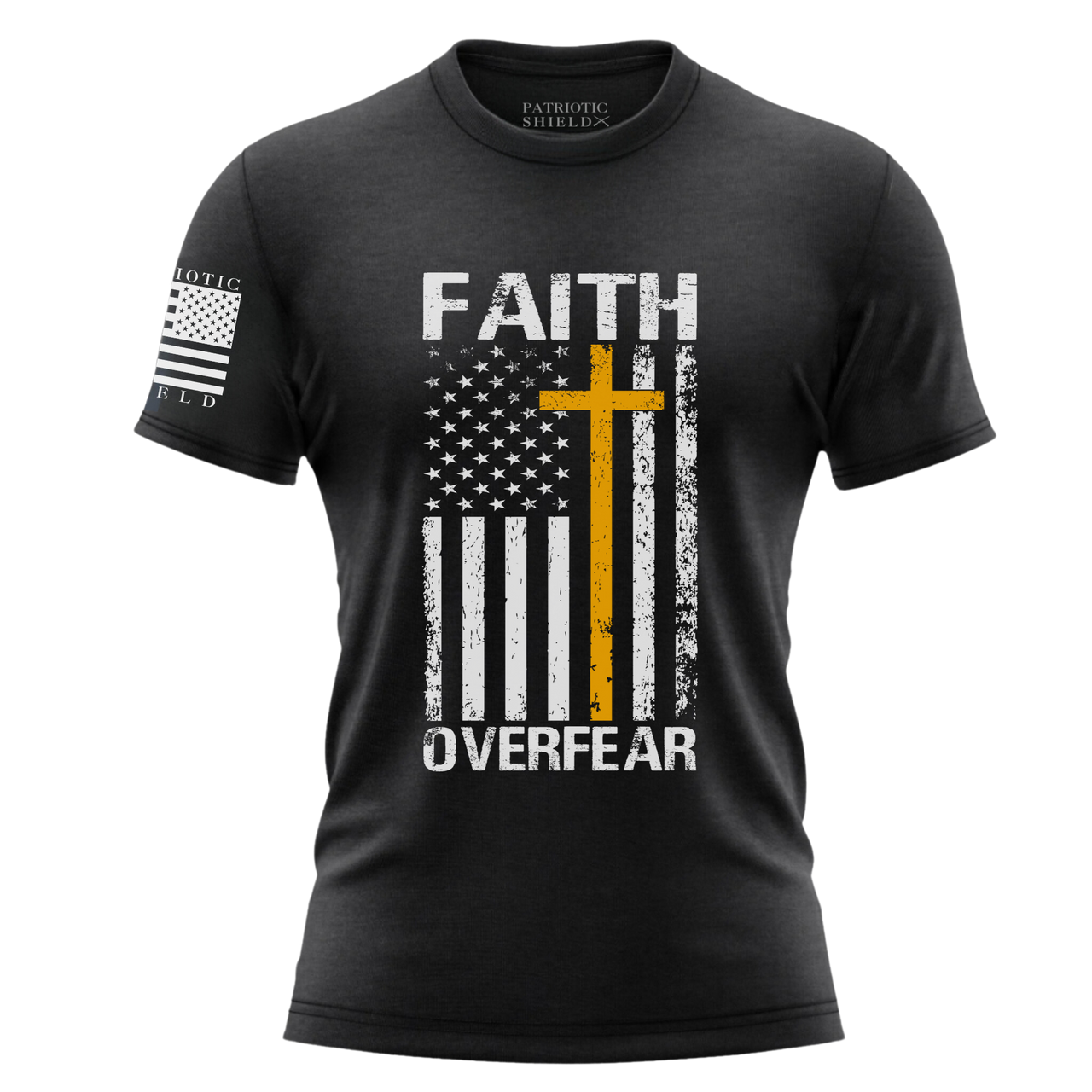 Comfortable and stylish Faith Over Fear T-shirt for women. Black