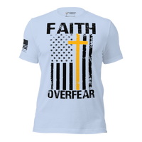Thumbnail for Comfortable and stylish Faith Over Fear T-shirt for women. Baby blue