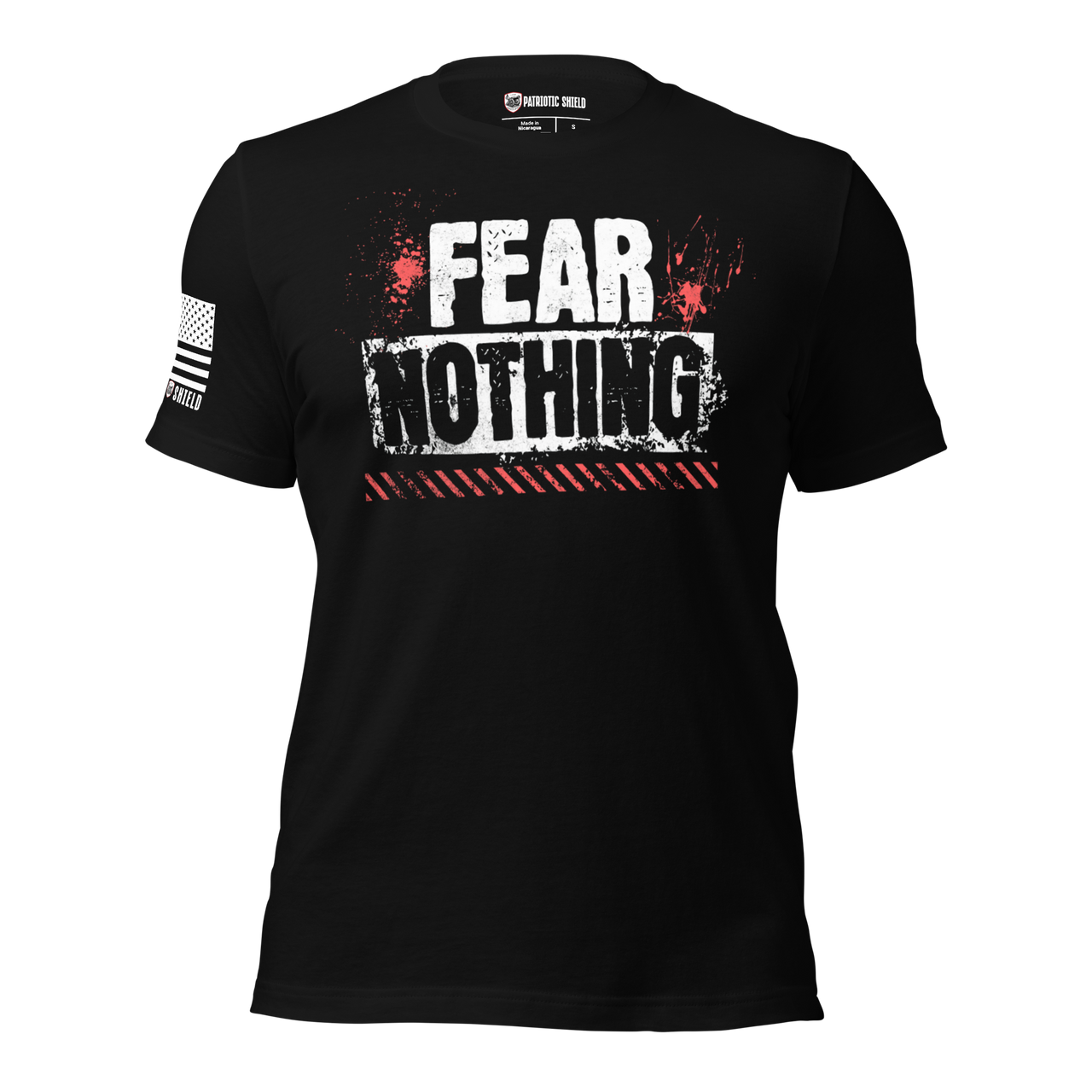 Fear Nothing Patriotic Shirt with Grit and Strength. black