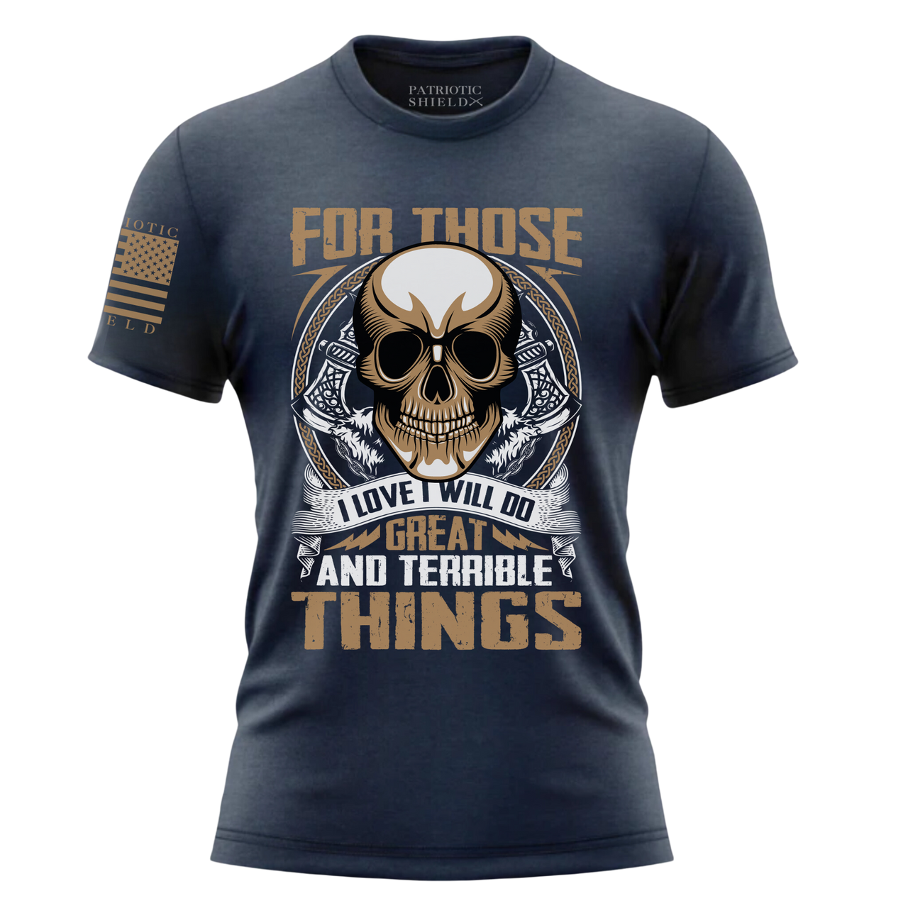 Bold Feel the Wrath T-Shirt for proud American patriotic defenders. navy