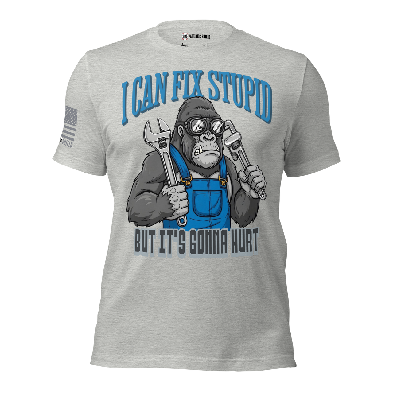 Fixing Stupidity funny graphic t-shirt for patriotic sarcastic men and women. athletic heather