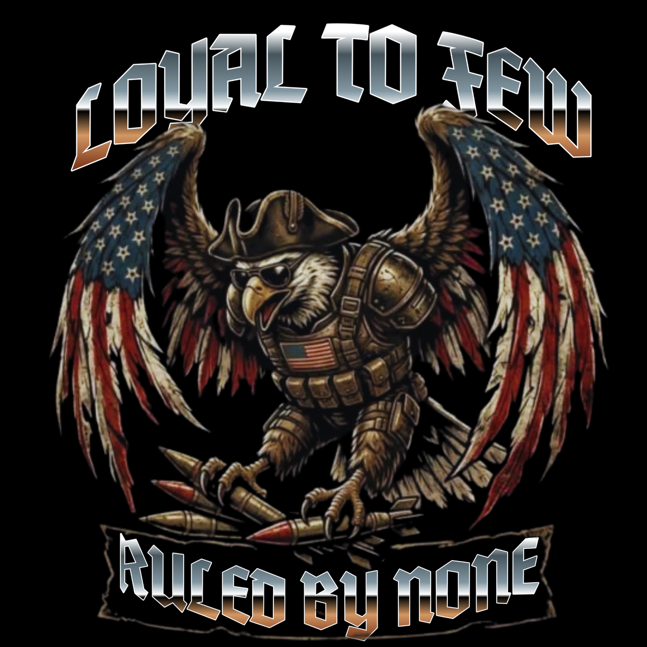 Gritty American bald eagle warrior t-shirt with rugged patriotic artwork