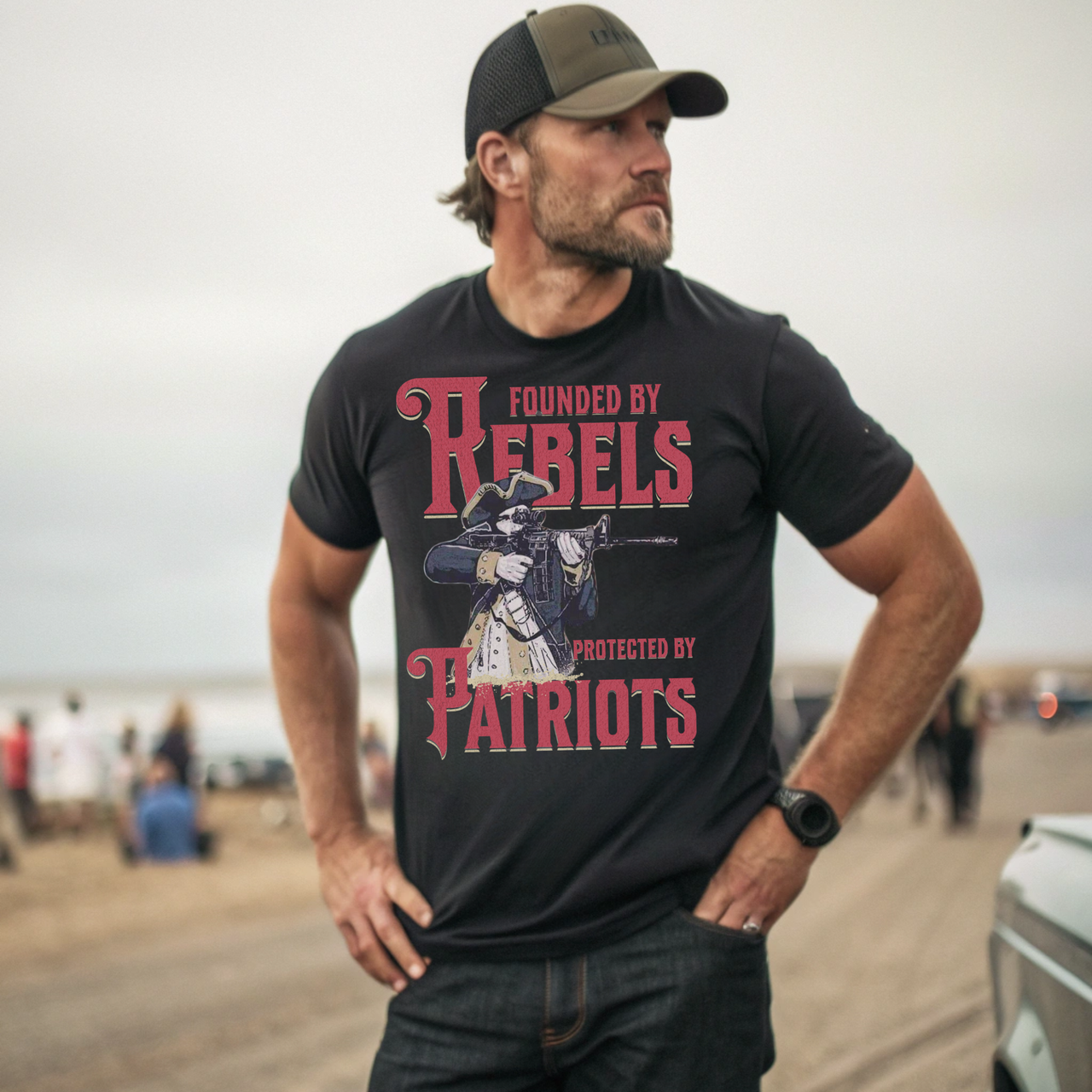 founded by rebels protected by patriots patriotic t shirt