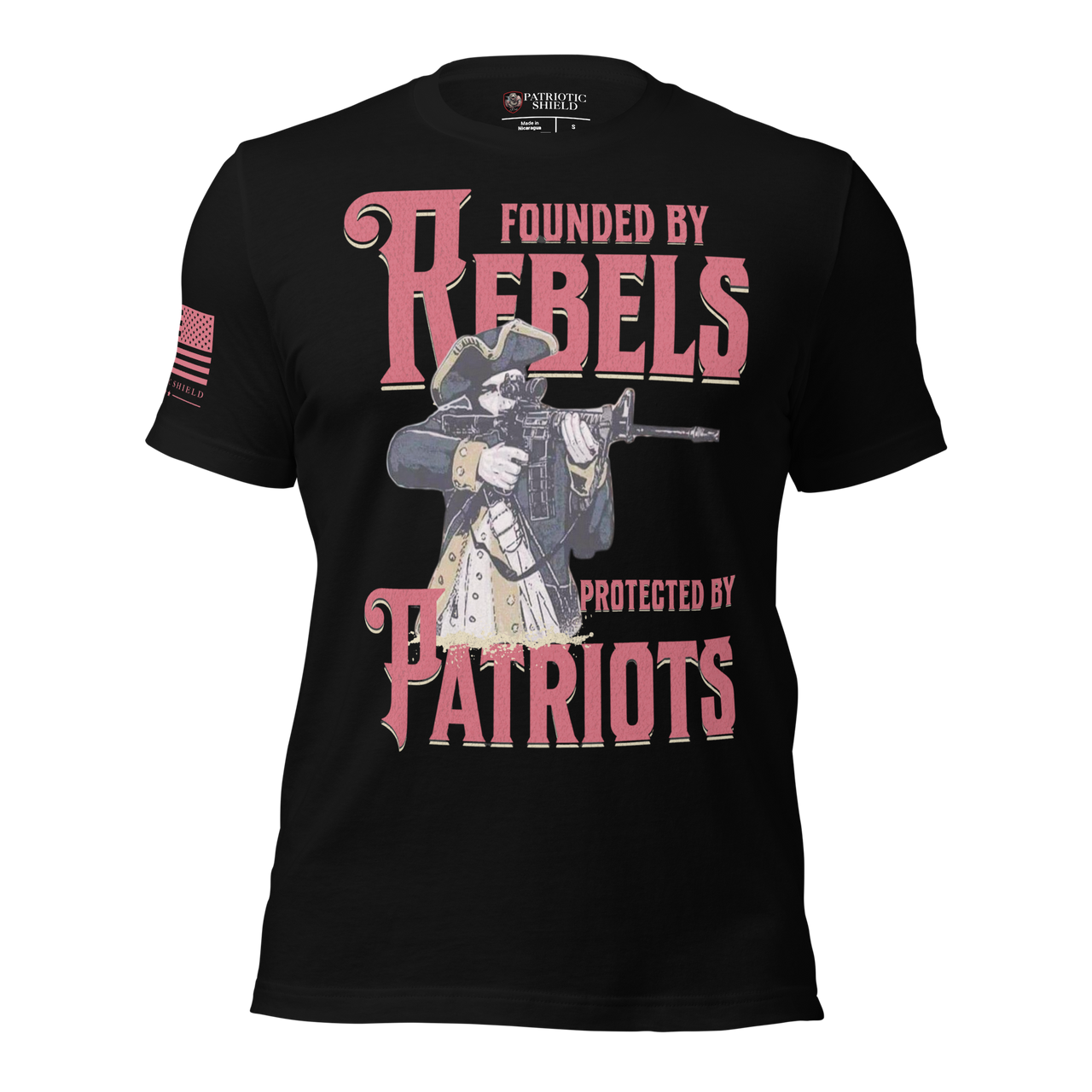 revolutionary war inspired patriotic t shirt. black