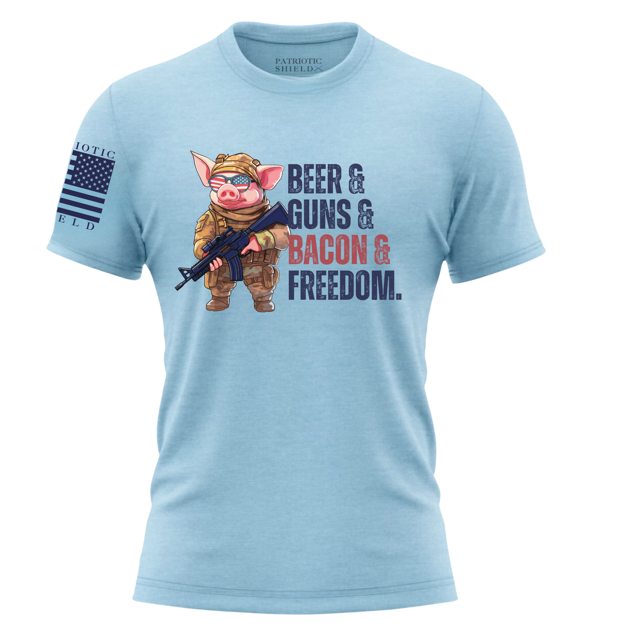 Freedom Feast T-Shirt - Apparel for holidays honoring our American freedoms. baby blue