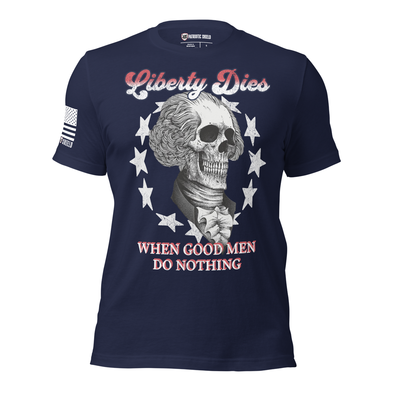 Freedom Never Rests t-shirt constitutional patriot clothing. navy