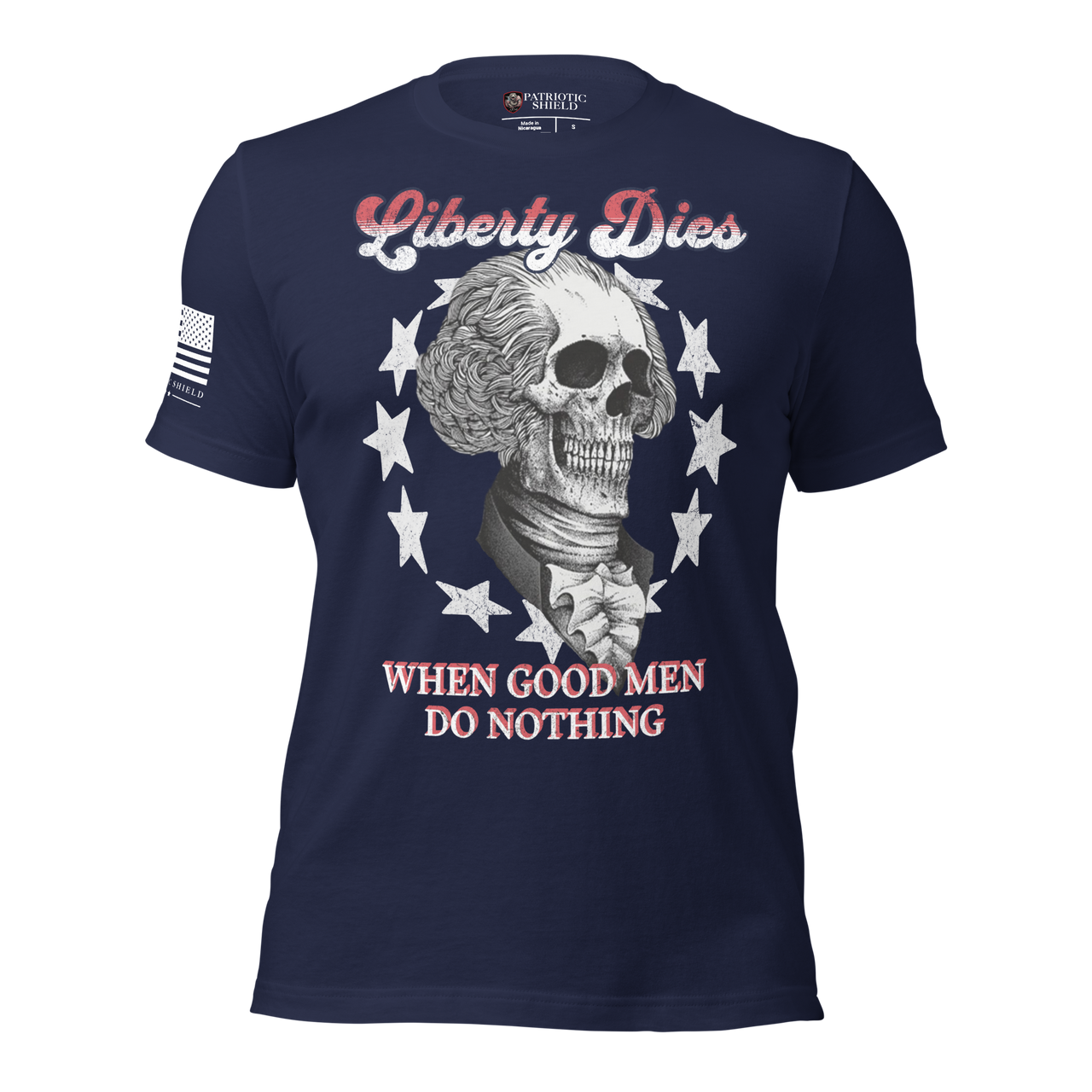 Freedom Never Rests t-shirt constitutional patriot clothing. navy