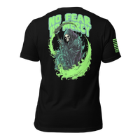 No Fear No Mercy back design on Freedom Reaper Halloween shirt