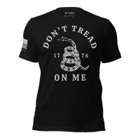Thumbnail for Defiant Gadsden Flag T-shirt with patriotic Don’t Tread on Me design. Black