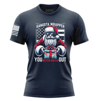 Thumbnail for Cool Christmas Graphic Tee – Santa with Shades & patriotic attitude. navy