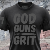 God Guns and Grit patriotic t-shirt for freedom loving American patriots