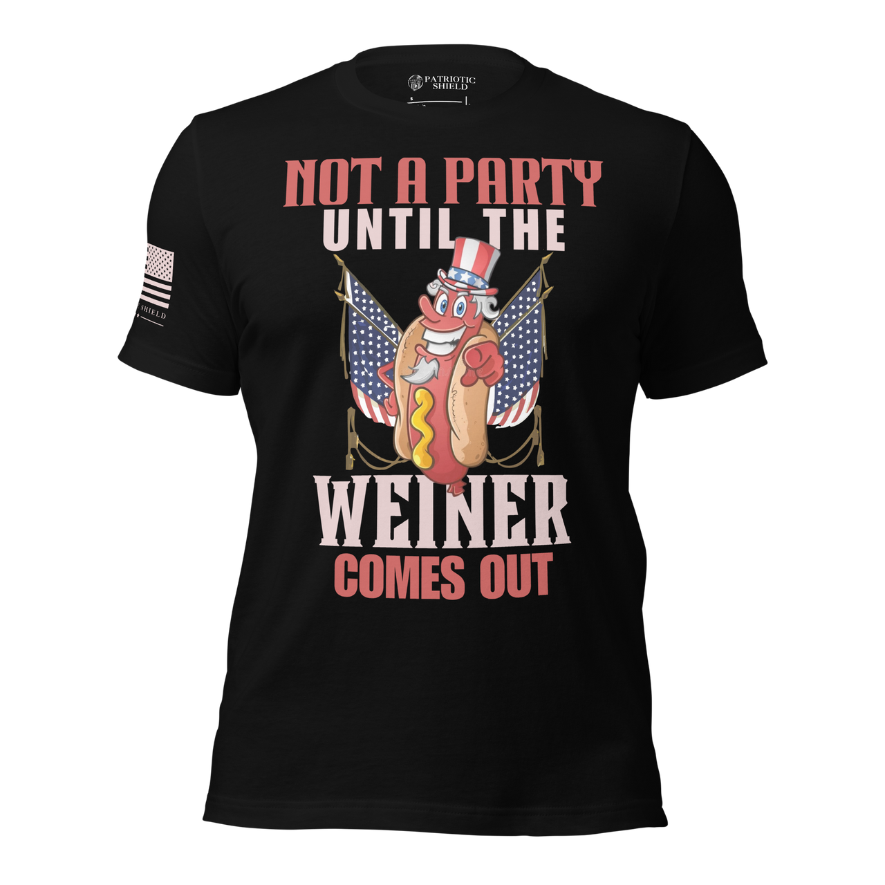 Fourth of July BBQ party shirt with bold patriotic grilling party humor 