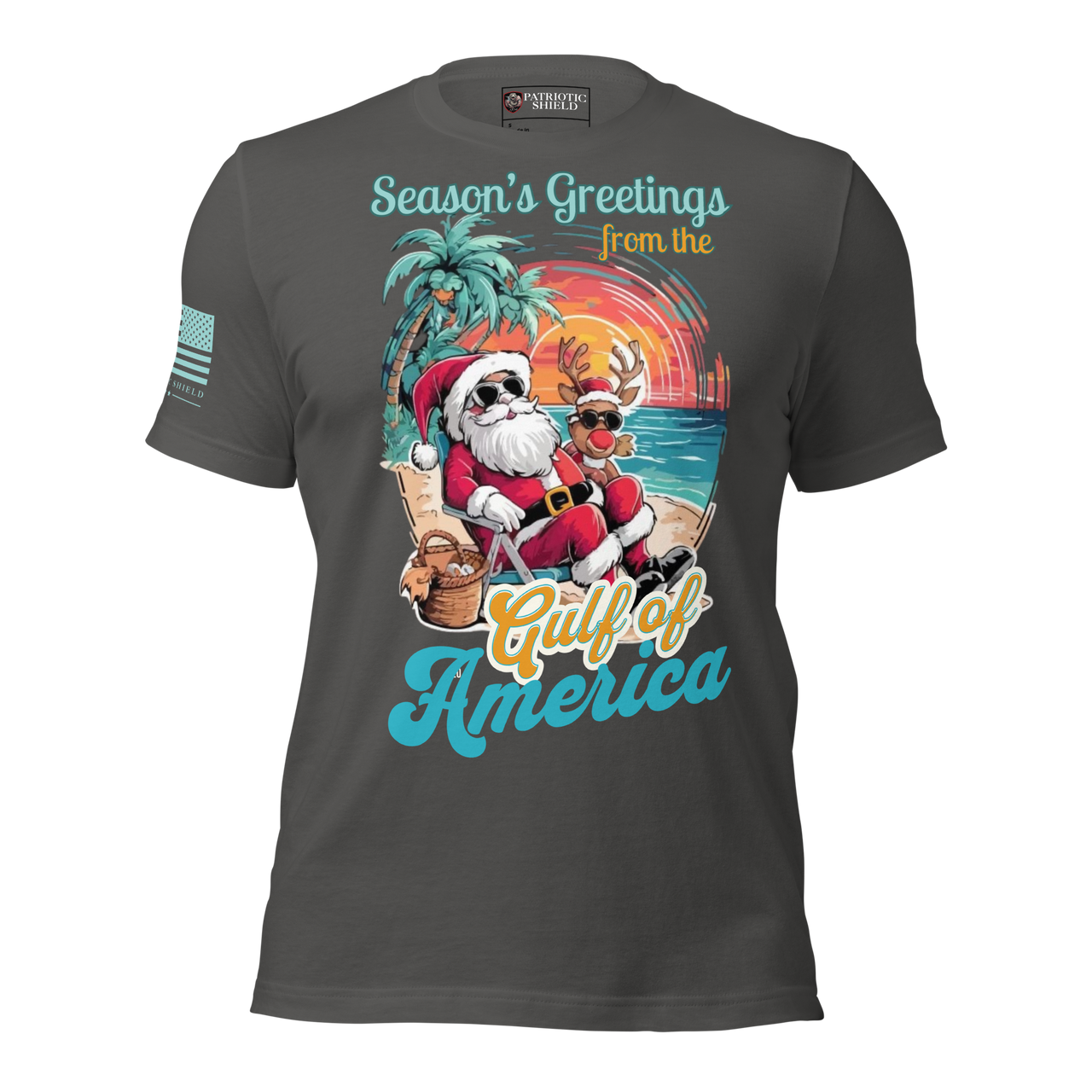 Funny patriotic Christmas T-Shirt – Gulf of America Edition. asphalt