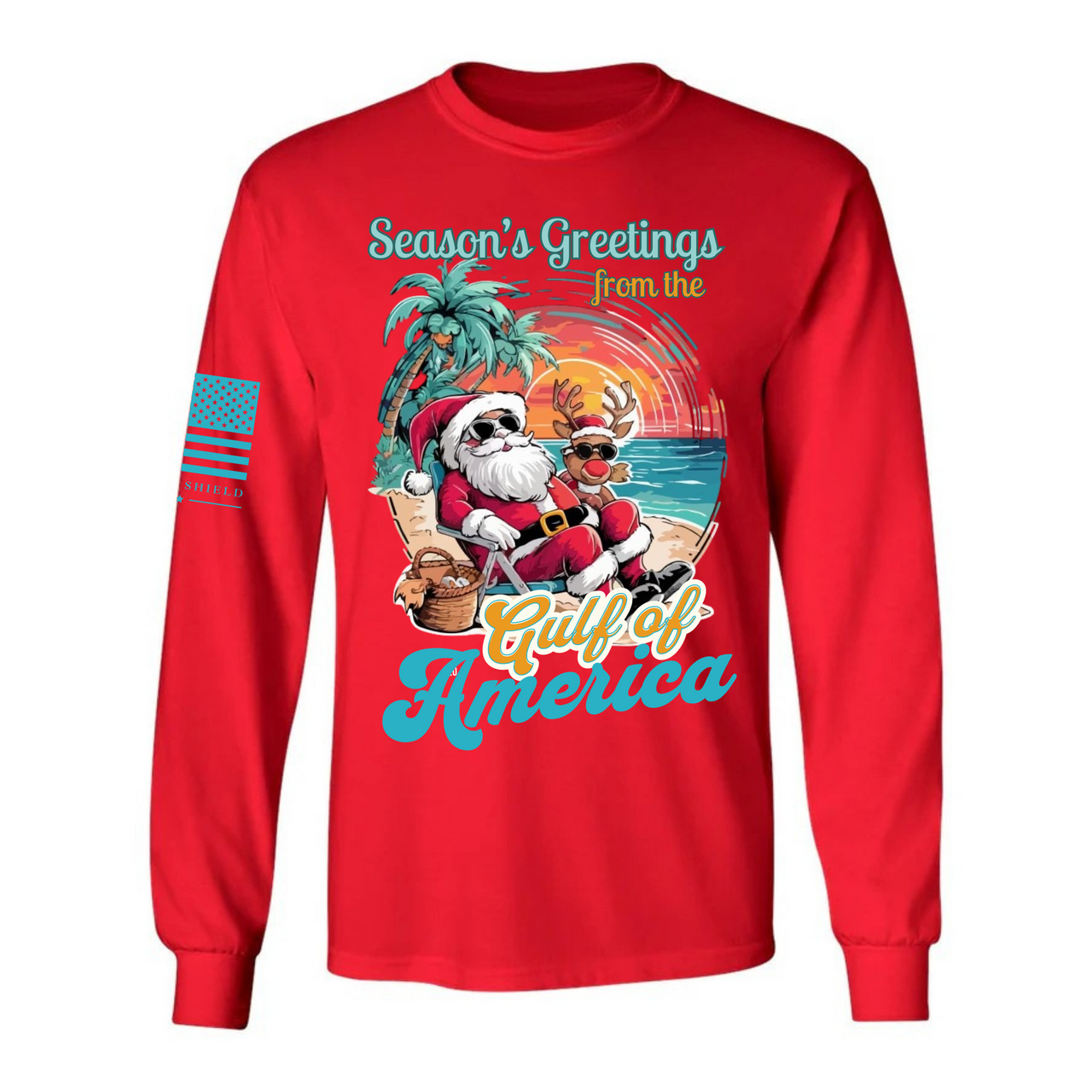 veteran-family-owned-gulf-of-america-holiday-shirt. red