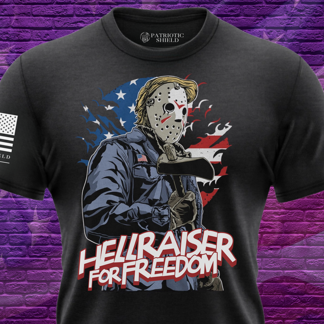 Hellraiser for Freedom creepy patriotic t-shirt