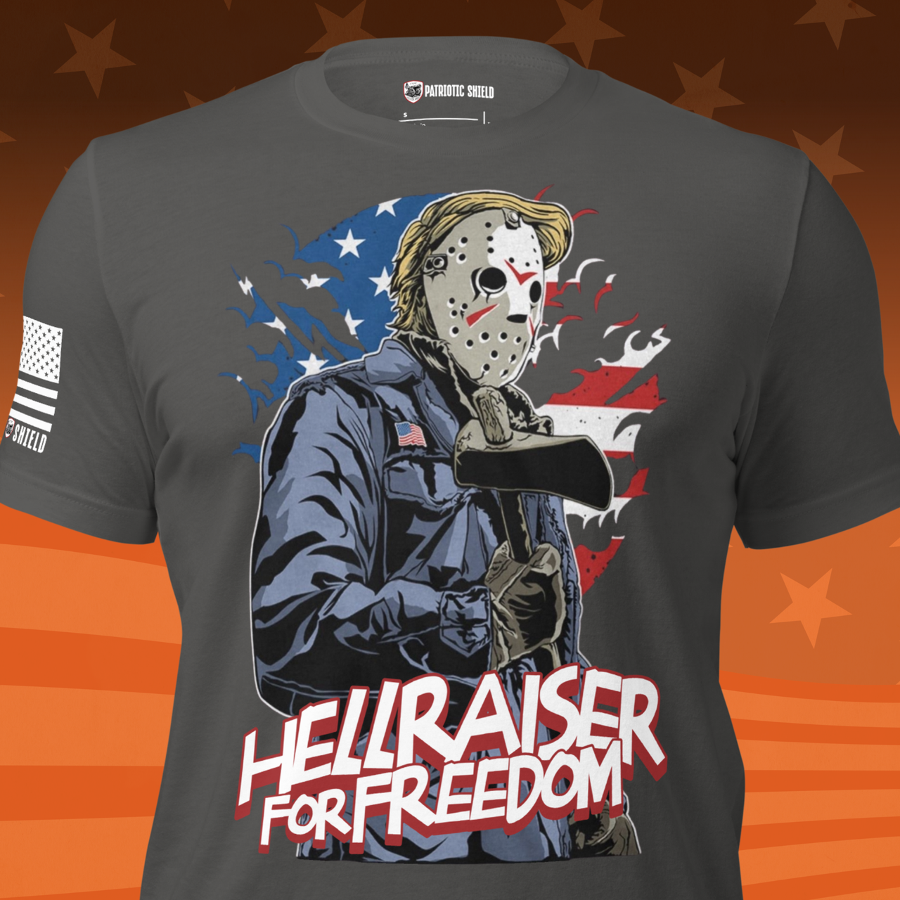 Hellraiser for Freedom creepy patriotic halloween t-shirt