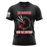 Thumbnail for His Sacrifice, Our Salvation T-Shirt - remembering the ultimate sacrifice of our Lord Jesus Christ. black