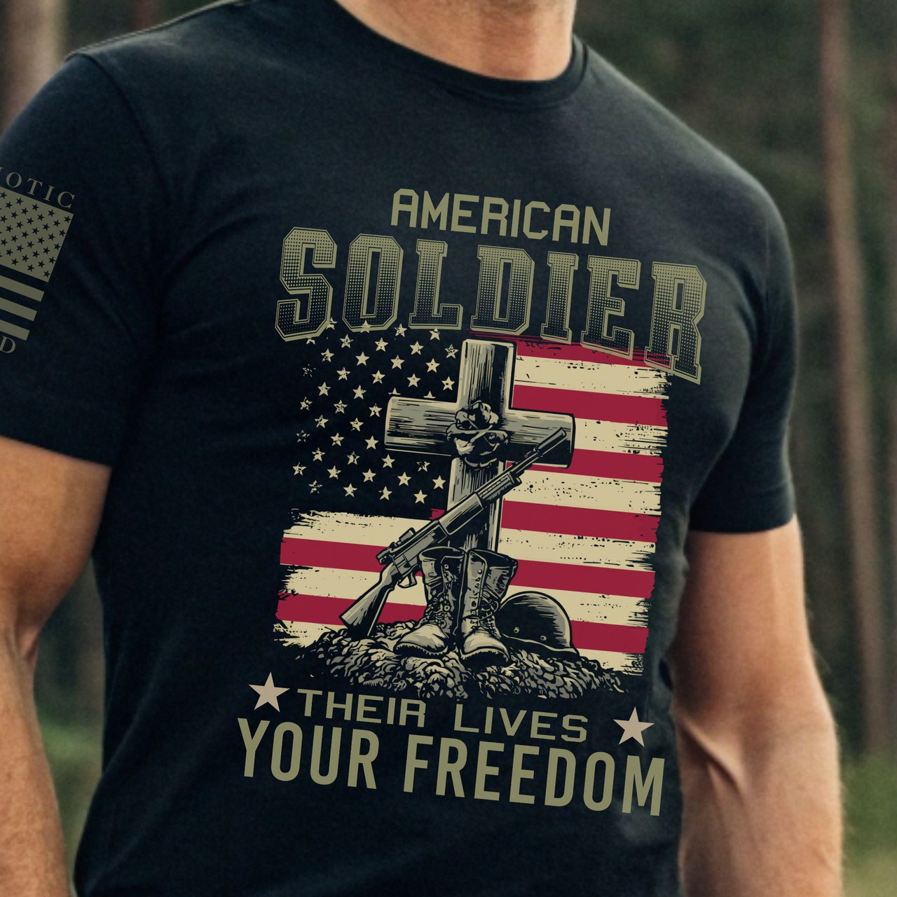 Comfortable T-Shirt saluting the American soldier's ultimate sacrifices.