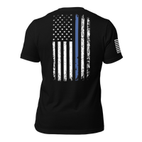 Police Tribute T-Shirt with American Flag Graphic