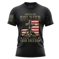 Thumbnail for Honor the American Soldier T-Shirt - A patriotic tribute to strength and sacrifice for our freedom. Black