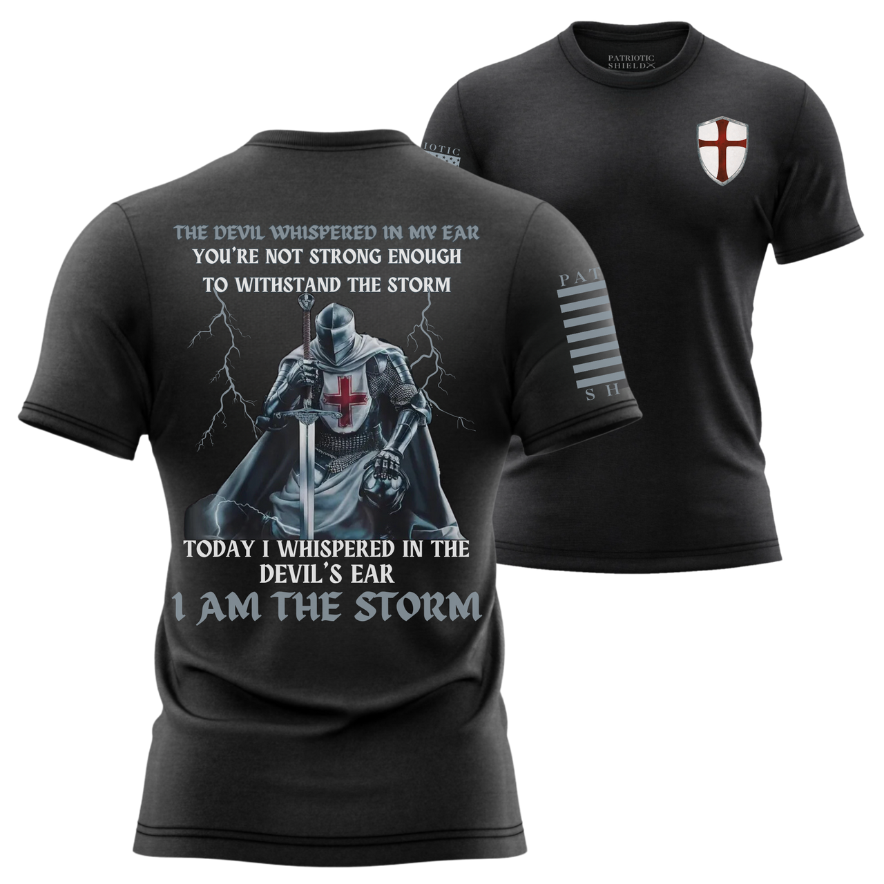 The inspirational I Am the Storm T-Shirt showcases bold defiance in the face of adversity through God. black