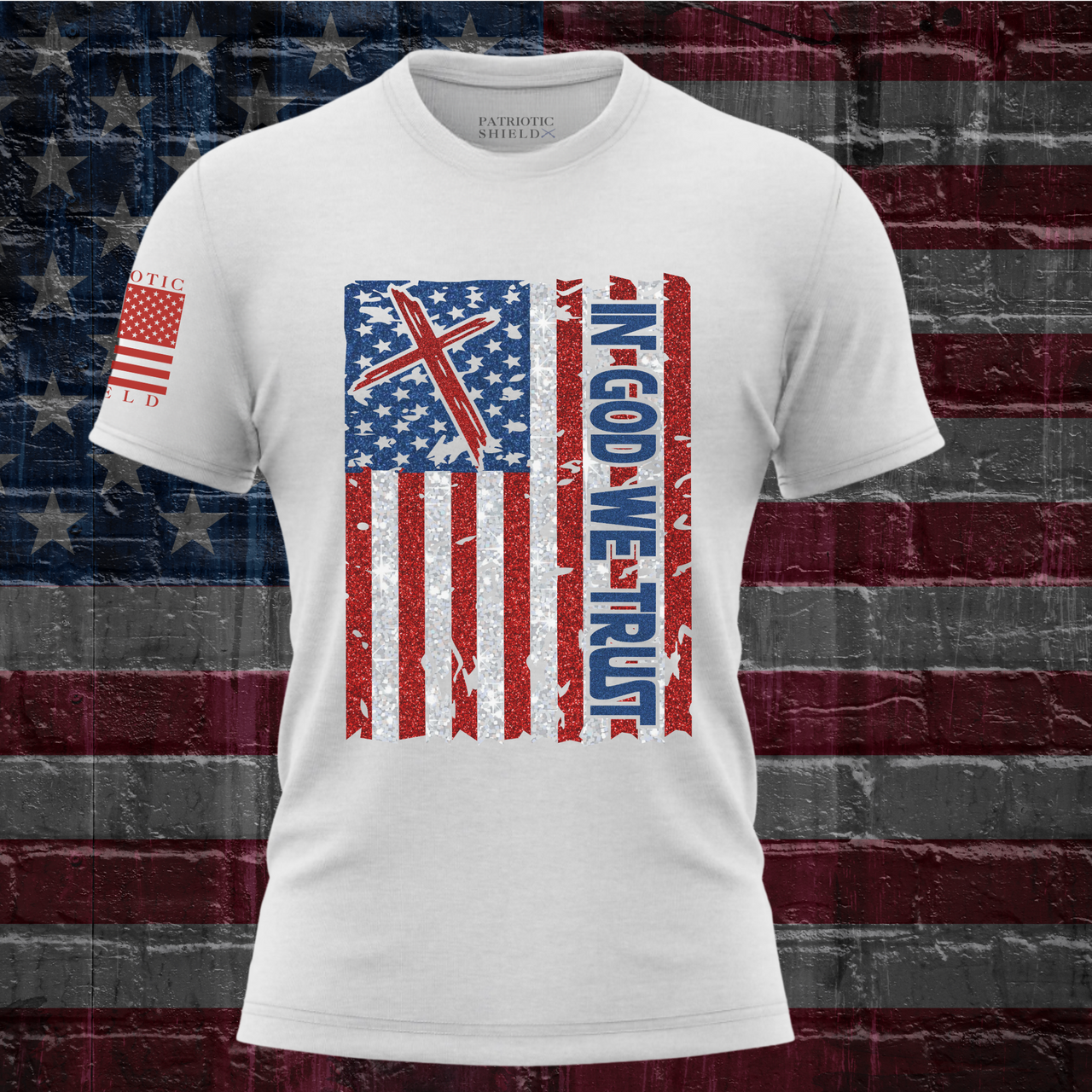 Faith-driven patriotic women’s T-shirt for confident American women