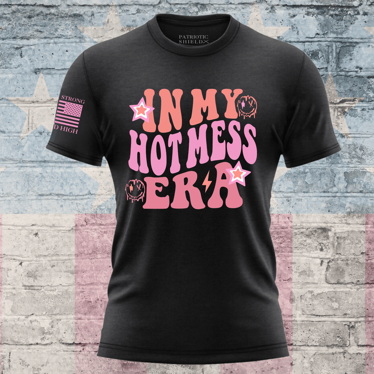 Stylish and playful Hot Mess Era T-shirt for bold patriotic women