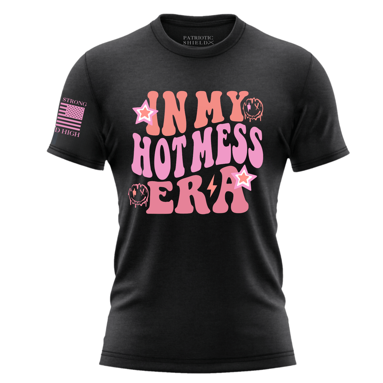 Soft and comfortable Hot Mess Era women’s apparel for patriots. Black