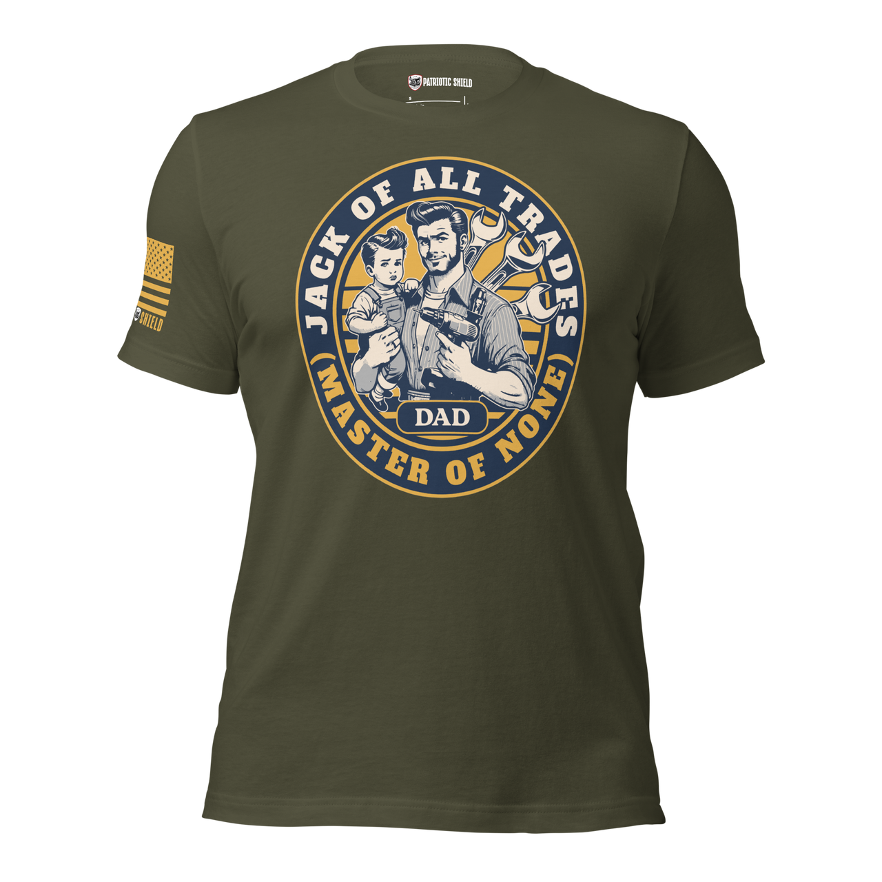 casual dad life t shirt jack of all trades gift for men. military green