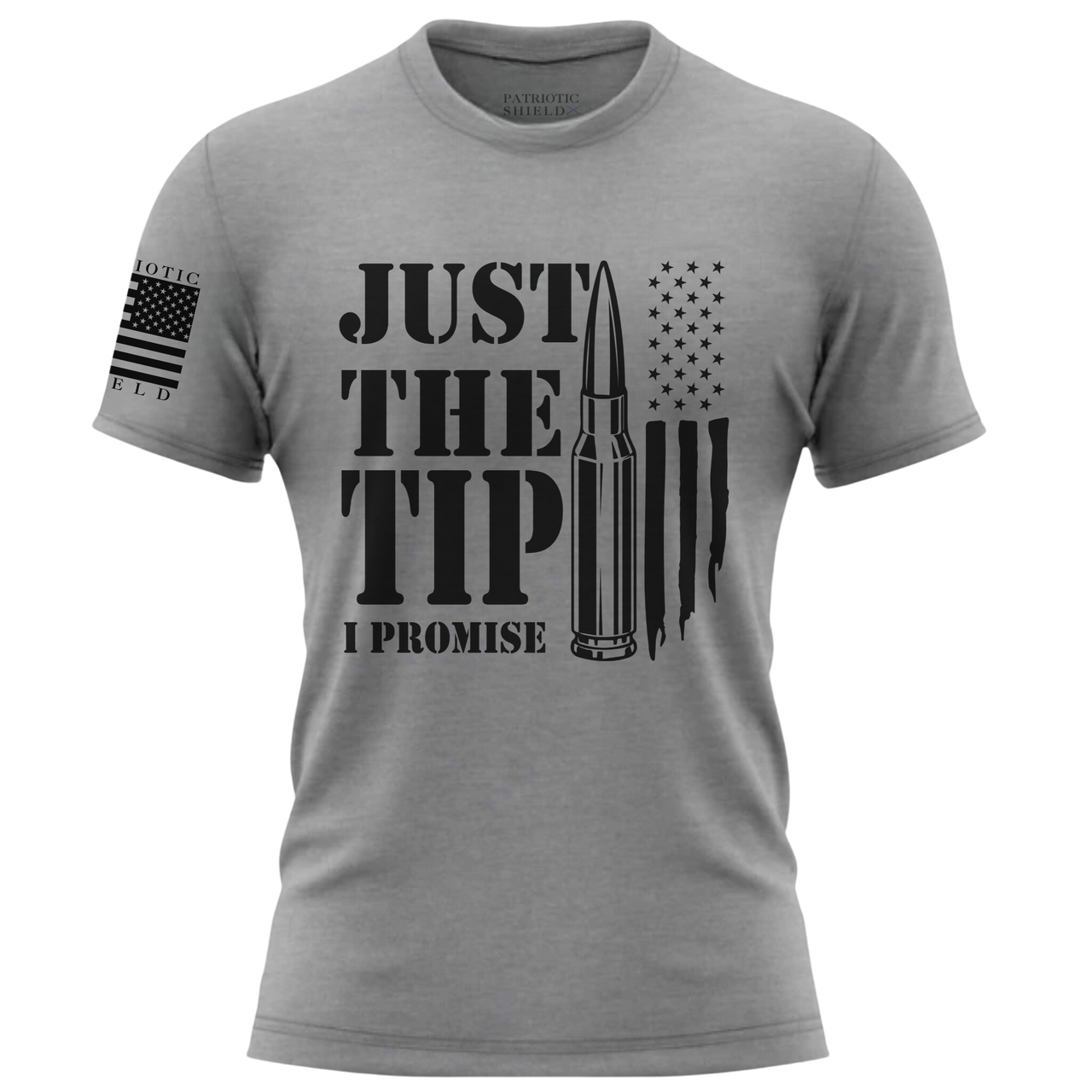 Bold & Funny Gun Shirt - Just the Tip T-Shirt for Patriots. athletic heather