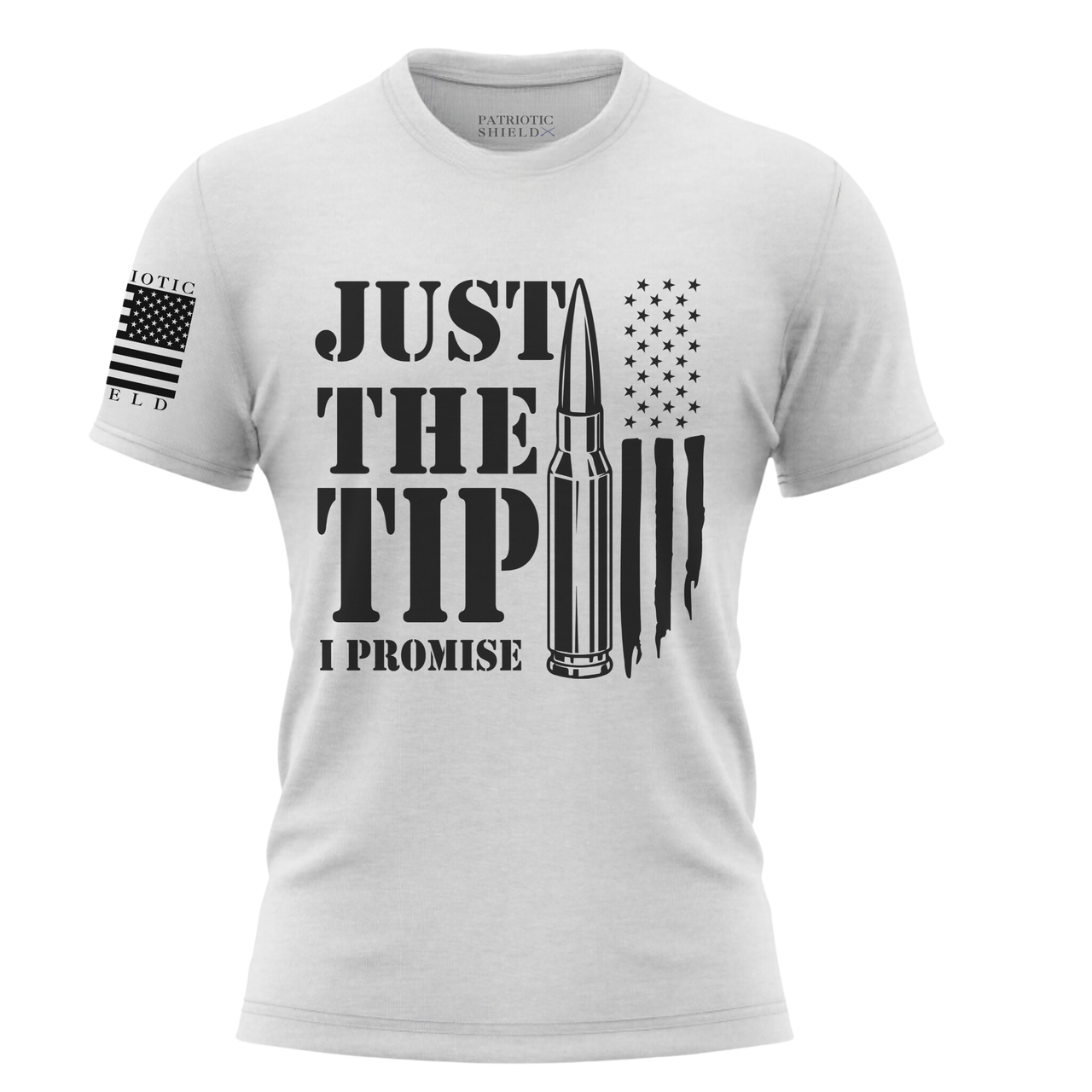 High-Quality Second Amendment Shirt - Just the Tip Bullets Design. white