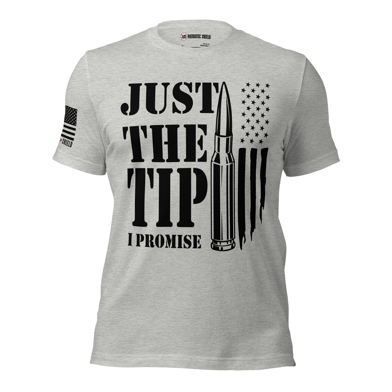 Bold & Funny Gun Shirt - Just the Tip T-Shirt for Patriots. athletic heather