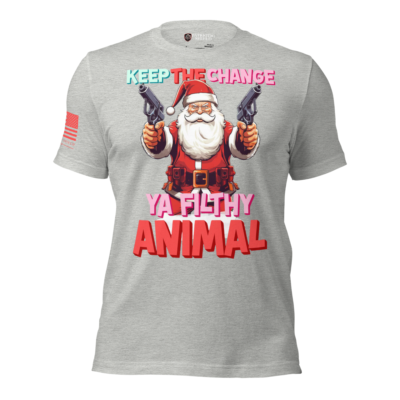 christmas-patriotic-tshirt-funny-santa-clause-2a-holiday-tee. athletic heather