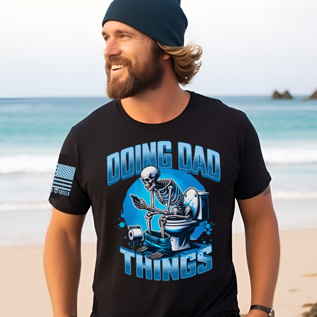 Toilet humor t-shirt Father’s Day gag gift for patriotic, fun loving dads