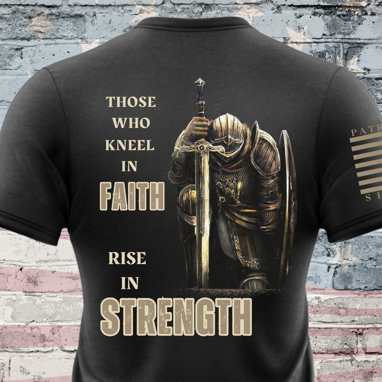 Discover strength through faith with our "Kneel in Faith" T-shirt.