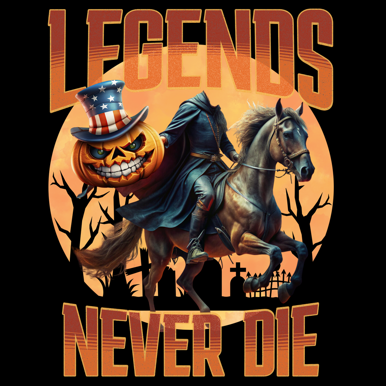 Red White and Blue Headless Horseman Patriotic Shirt
