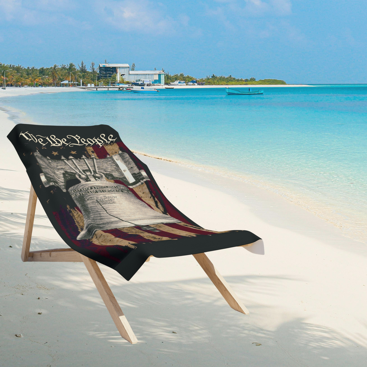oversized patriotic liberty bell beach towel for fourth of july beach and pool days