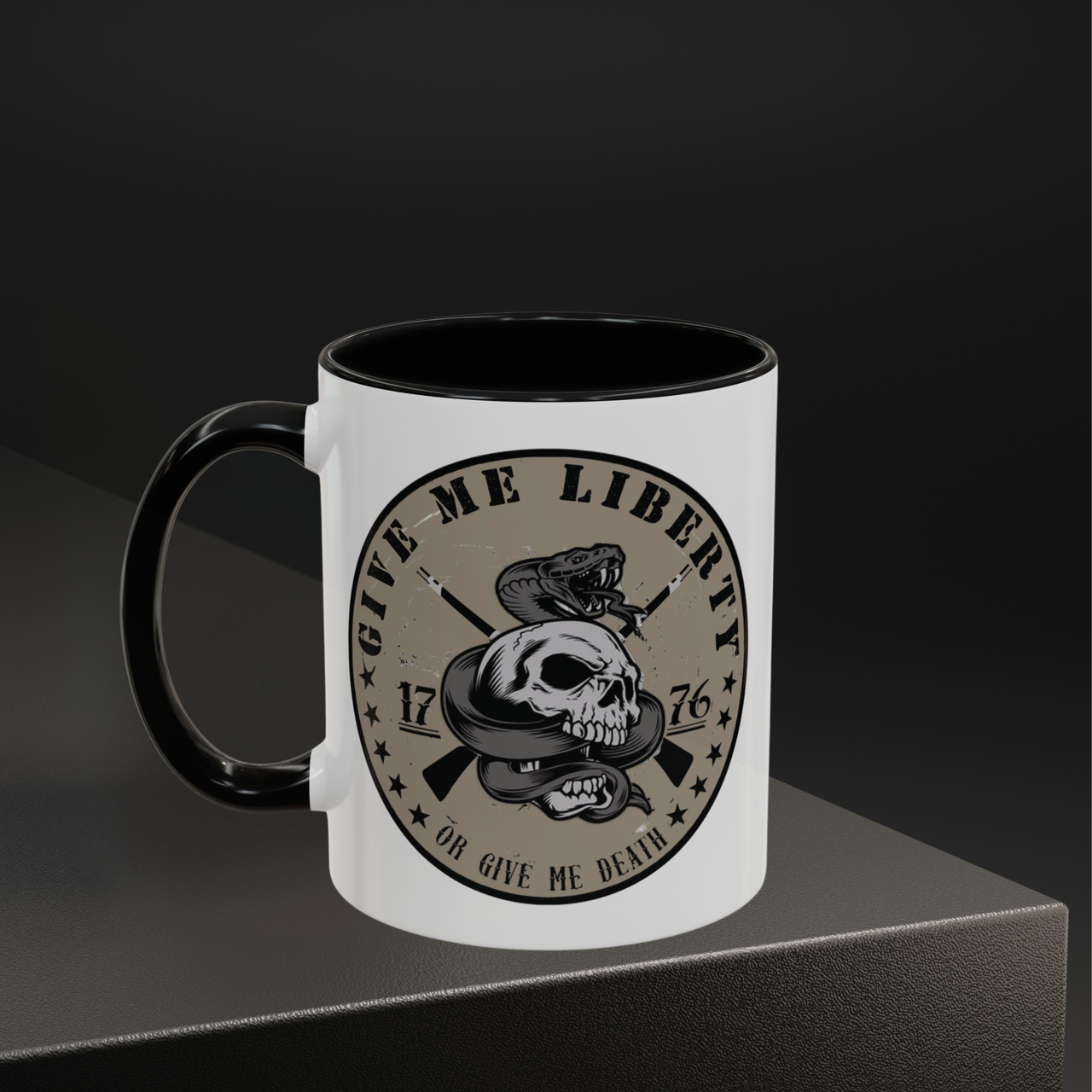 liberty or death mug black inside 1776 coffee cup