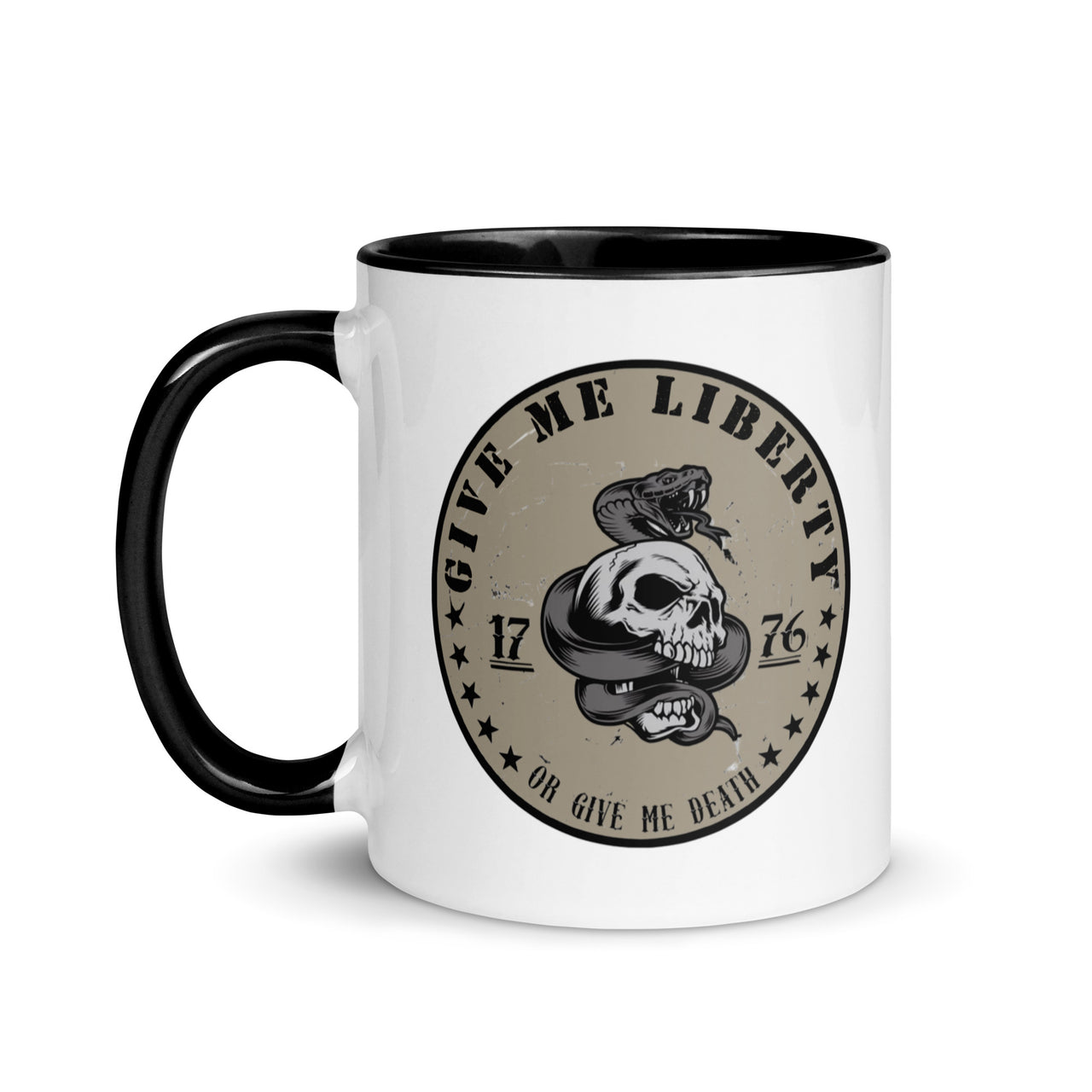 veteran family owned liberty or death mug